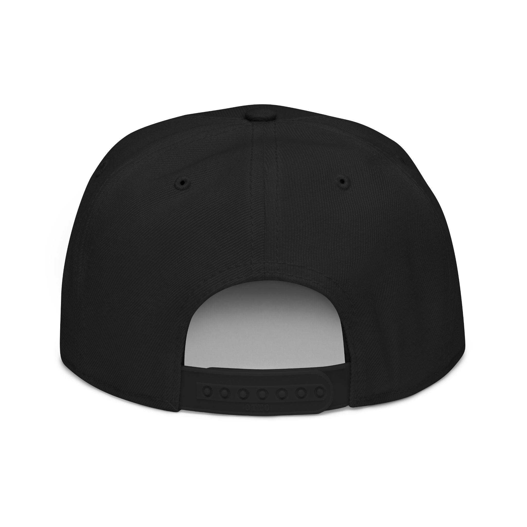 The Living Seed Co. Original Snapback in black — back view showing snapback closure, Otto Cap flat bill